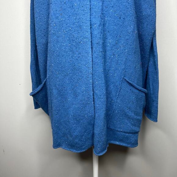 PureJill Blue Coatigan Cardigan Pocket Sweater Sz Medium Wool Blend Oversized - Picture 3 of 8